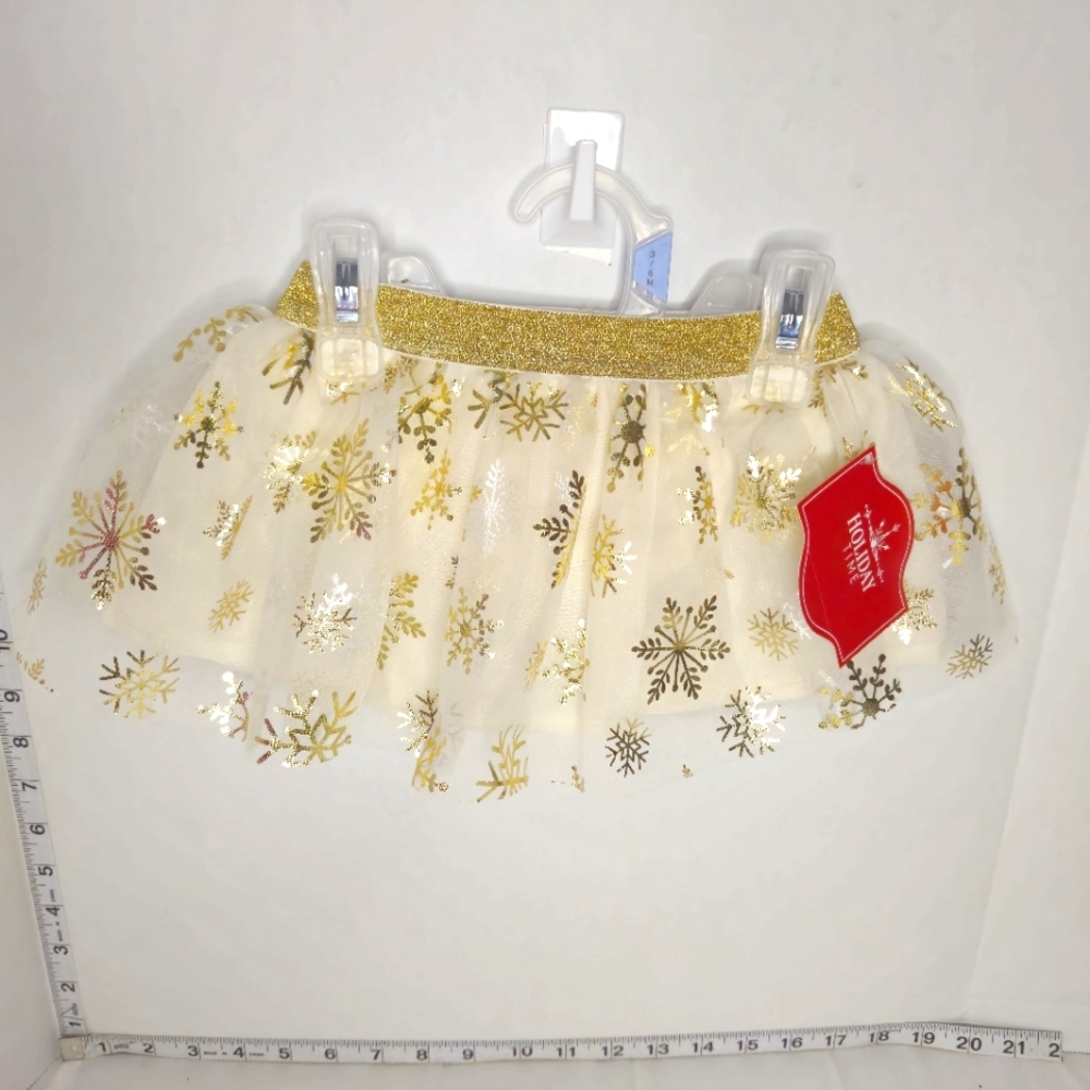 HOLIDAY TIME CHRISTMAS GIRLS SKIRT/TUTU SNOWFLAKES 3/6‎ MONTHS